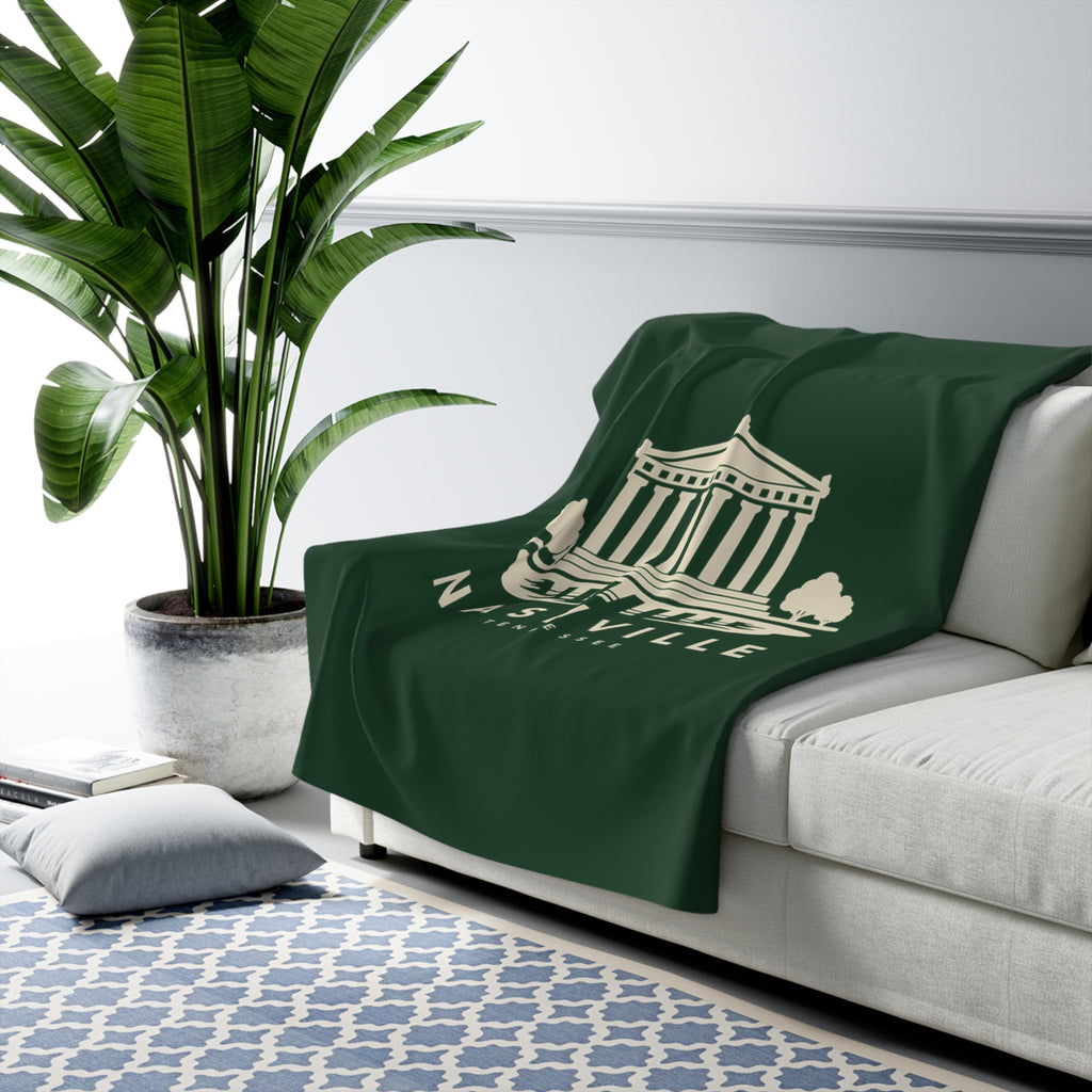 Nashville Parthenon Sherpa Blanket (Forest Green)