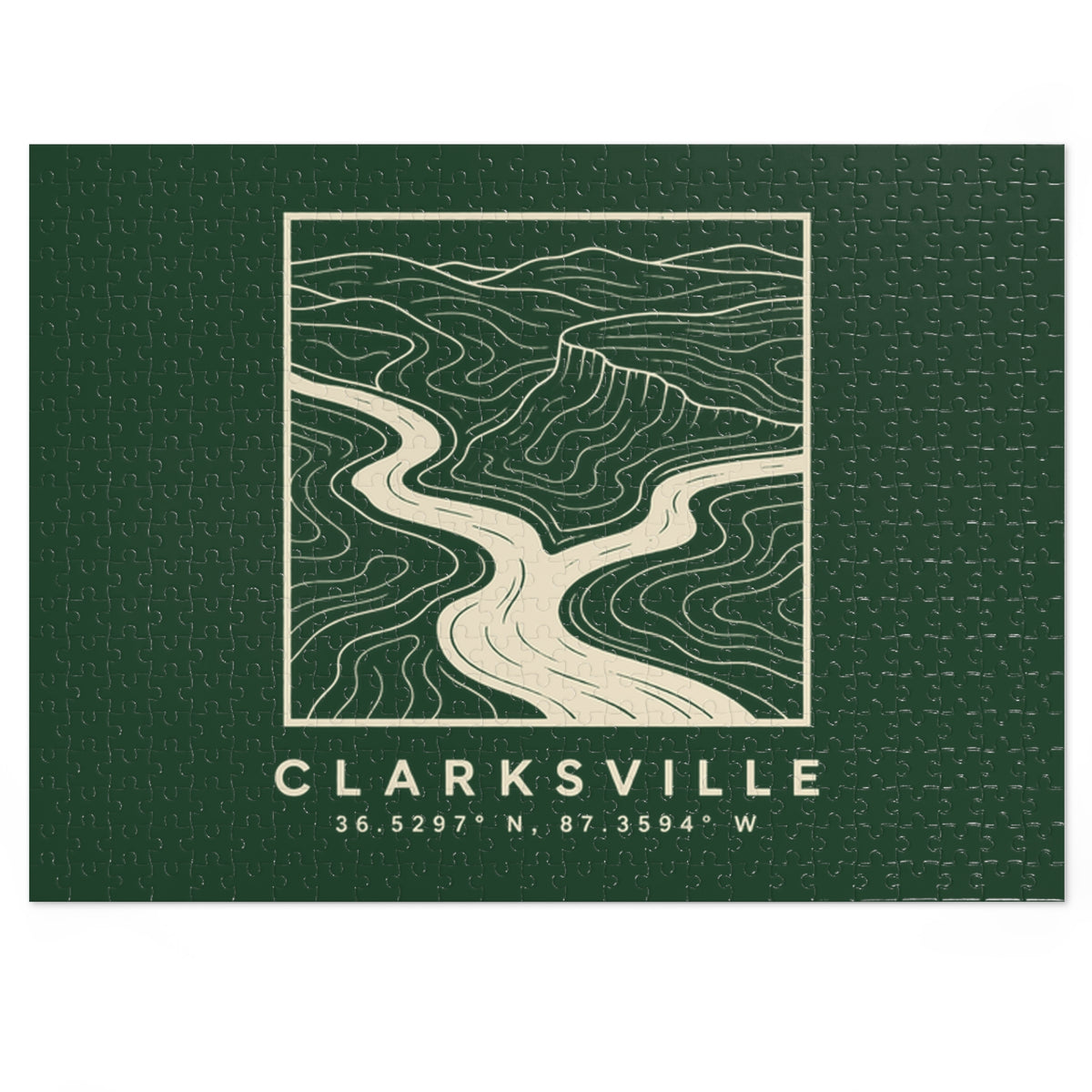Clarksville Topo Map Puzzle (Forest Green)