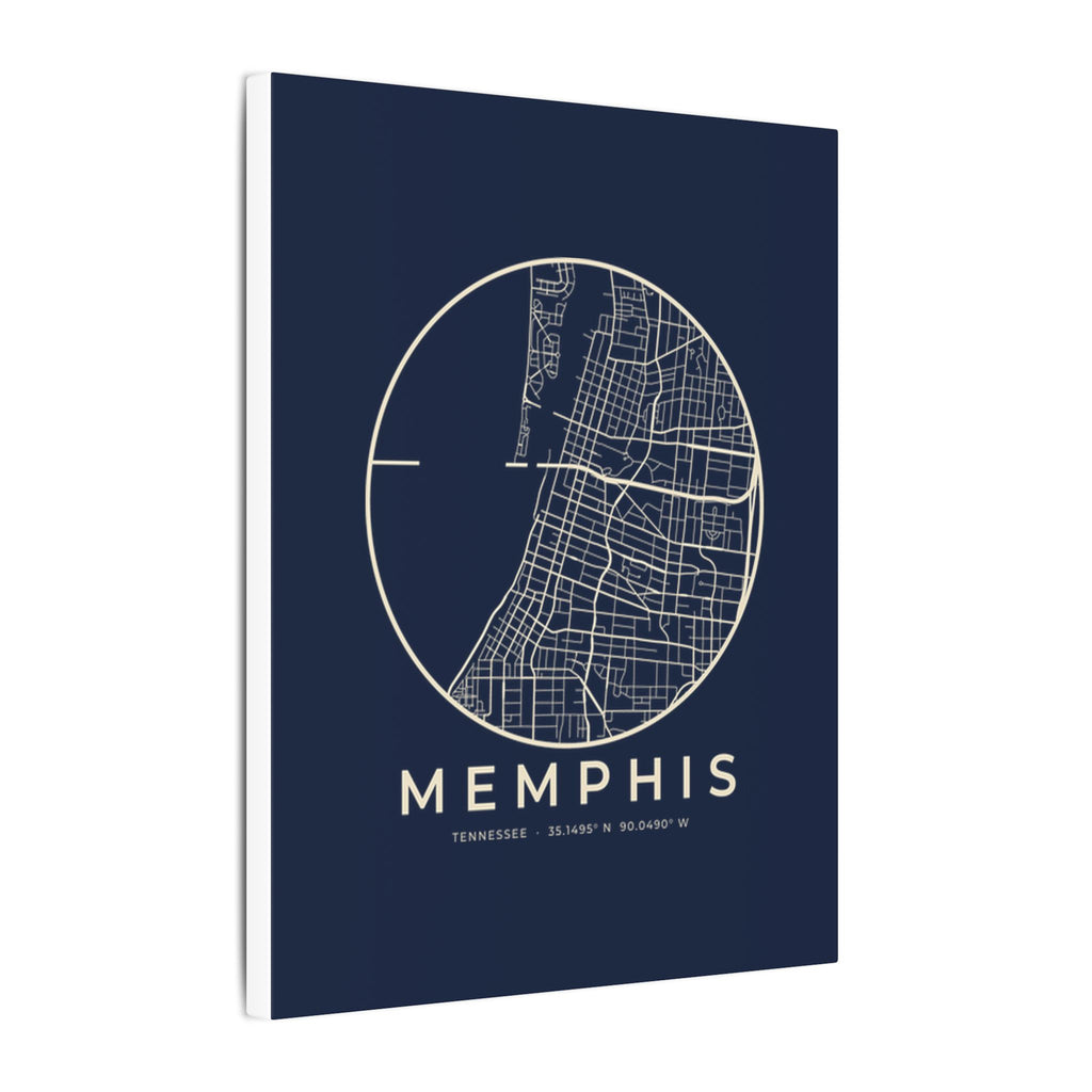 Memphis Street Map Canvas Print (Navy)