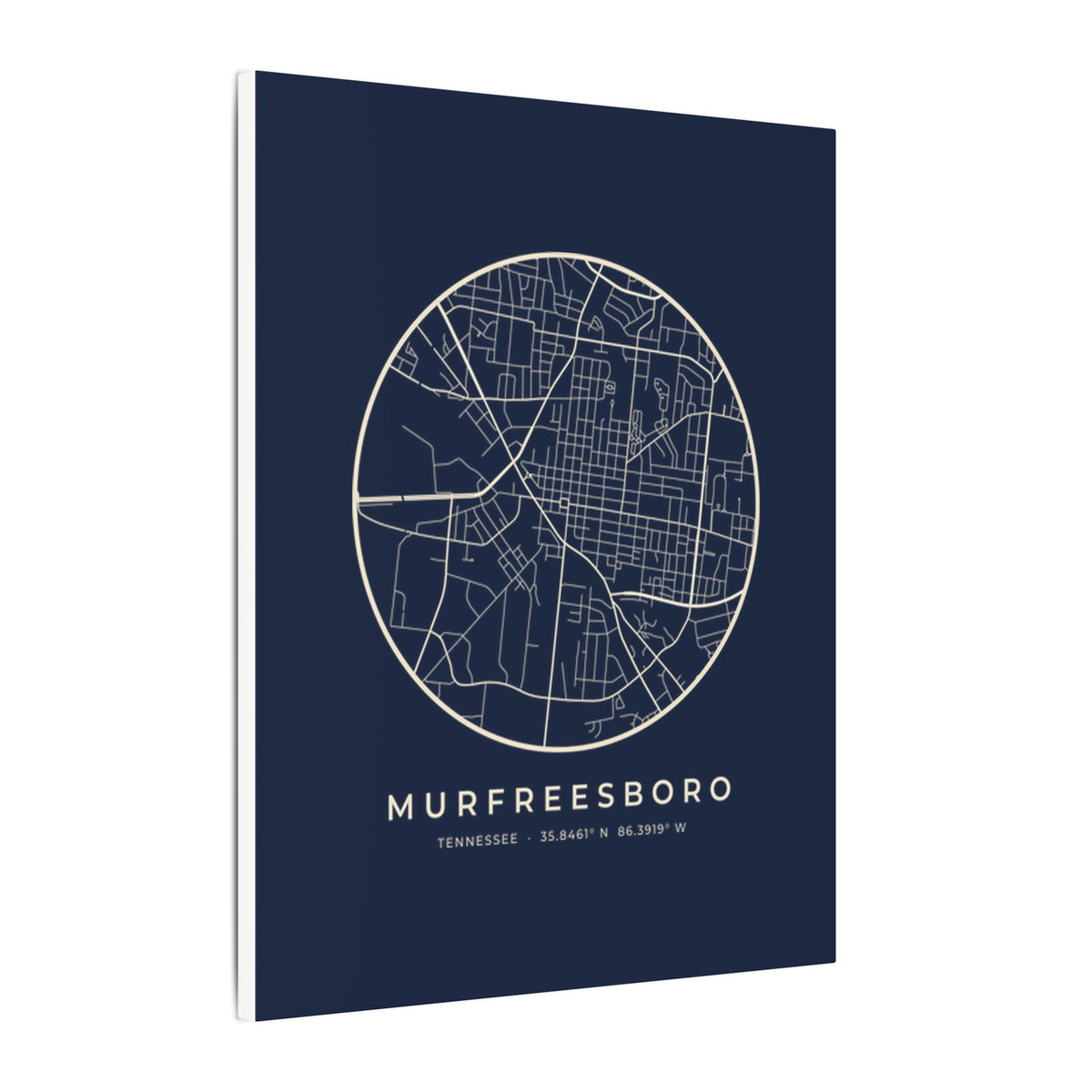 Murfreesboro Street Map Canvas Print (Navy)