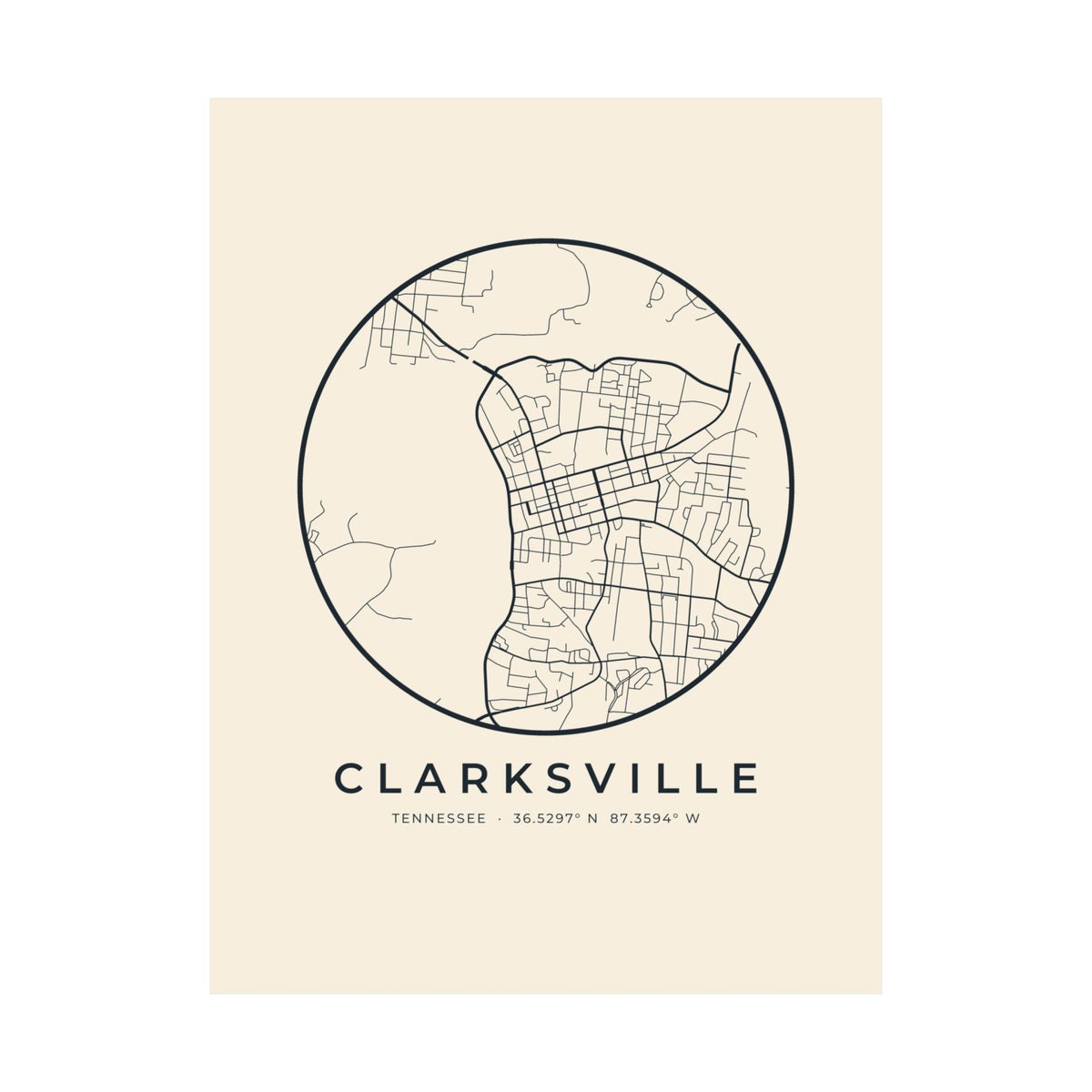 Clarksville Street Map Poster