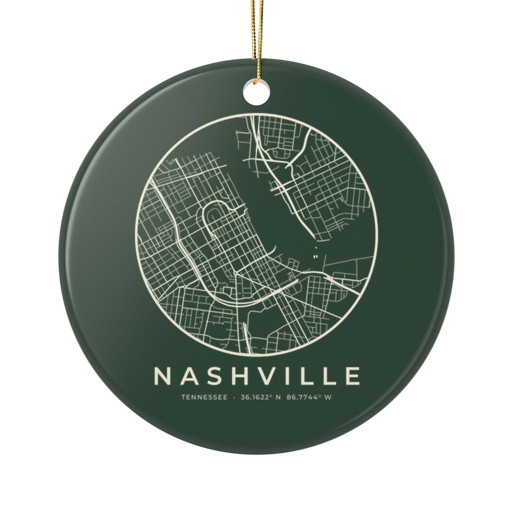 Nashville Street Map Ornament (Forest Green)
