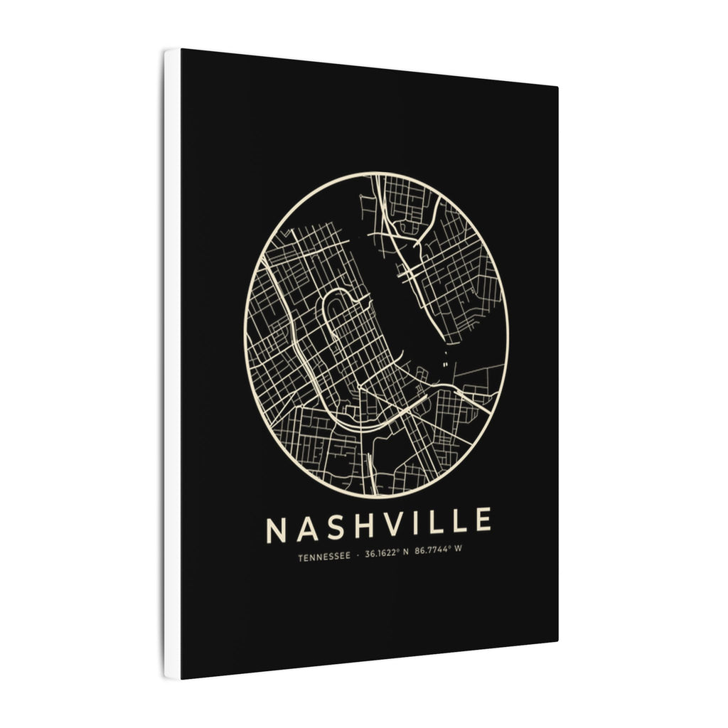 Nashville Street Map Canvas Print (Black)