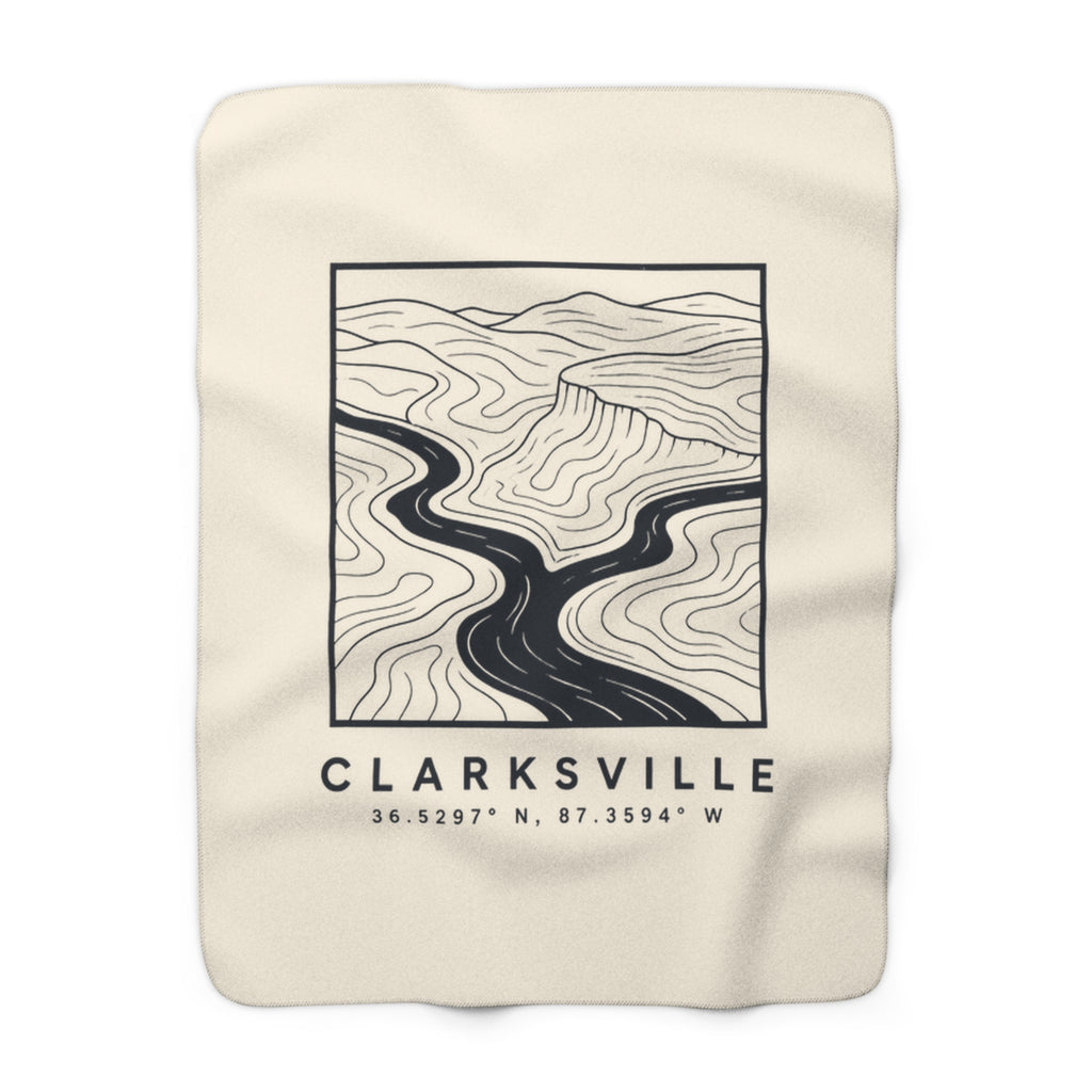 Clarksville Topo Map Sherpa Blanket