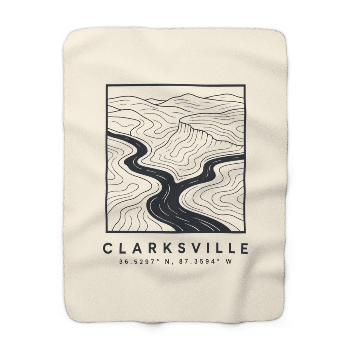 Clarksville Topo Map Sherpa Blanket