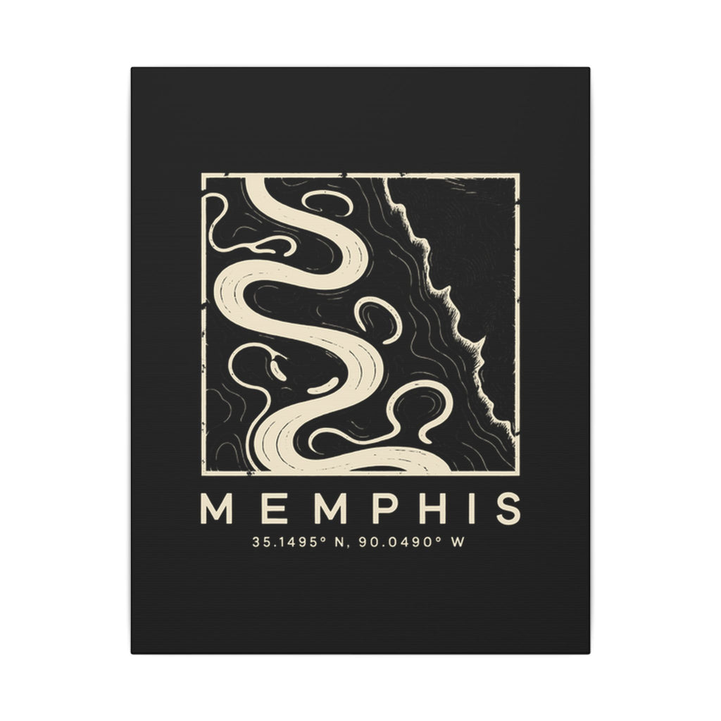 Memphis Topo Map Canvas Print (Black)