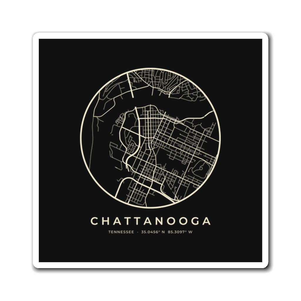 Chattanooga Street Map Magnet (Black)