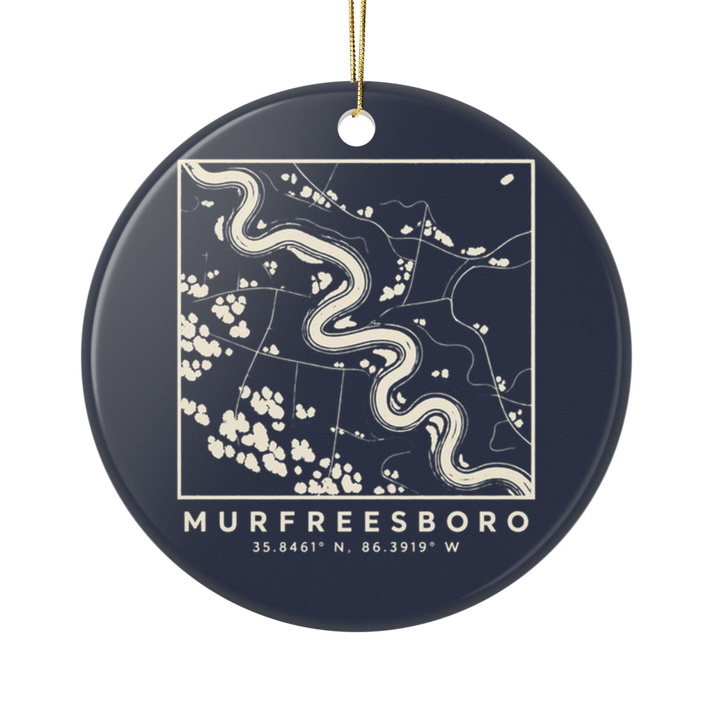 Murfreesboro Topo Map Ornament (Navy)