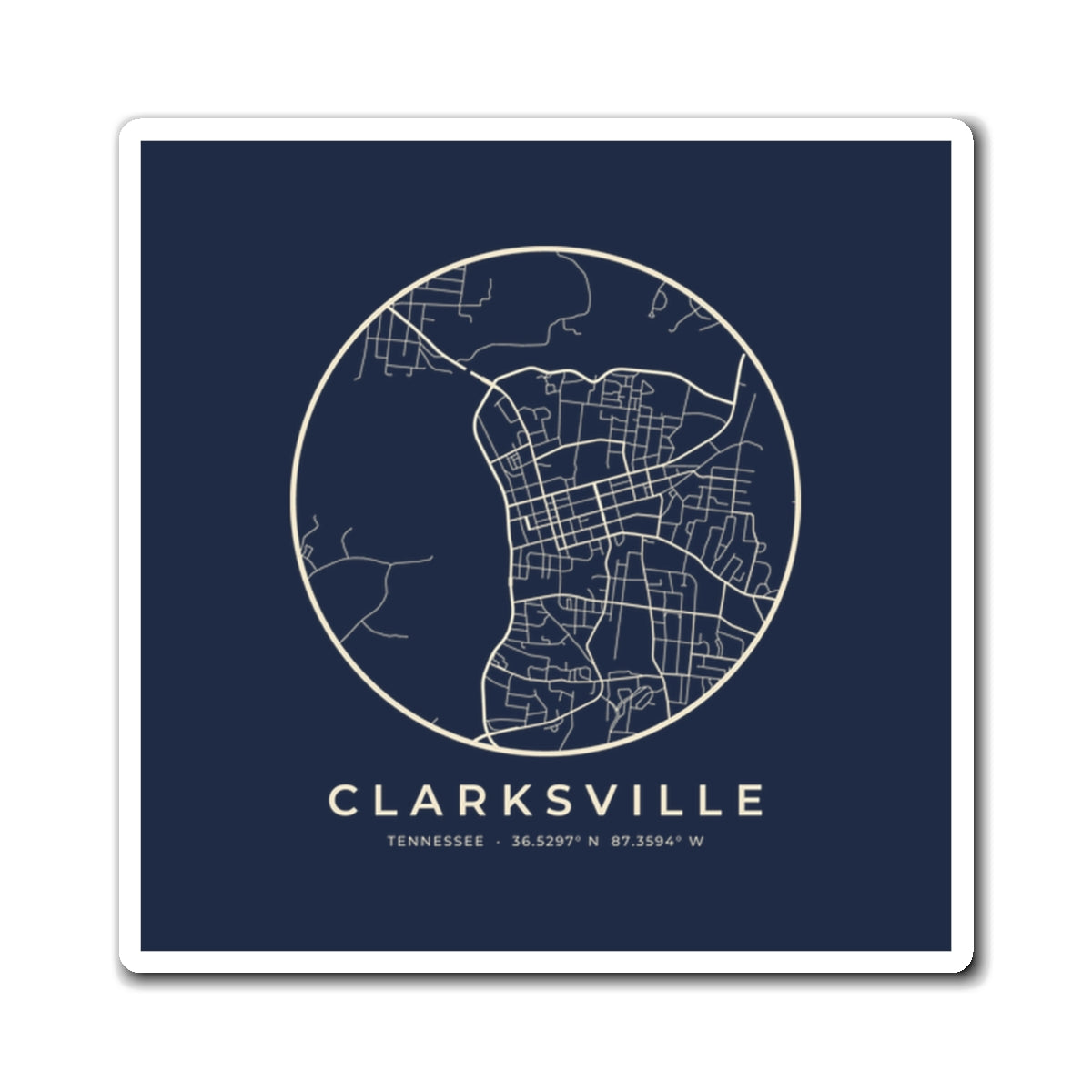 Clarksville Street Map Magnet (Navy)
