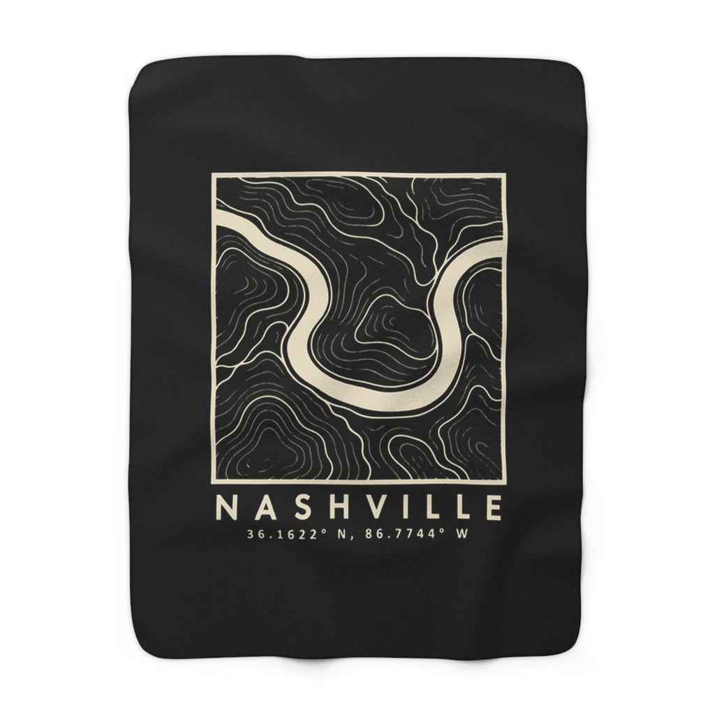 Nashville Topo Map Sherpa Blanket (Black)