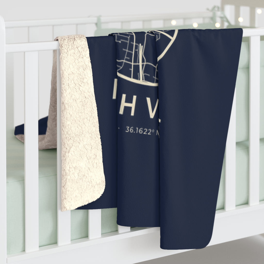 Nashville Street Map Sherpa Blanket (Navy)