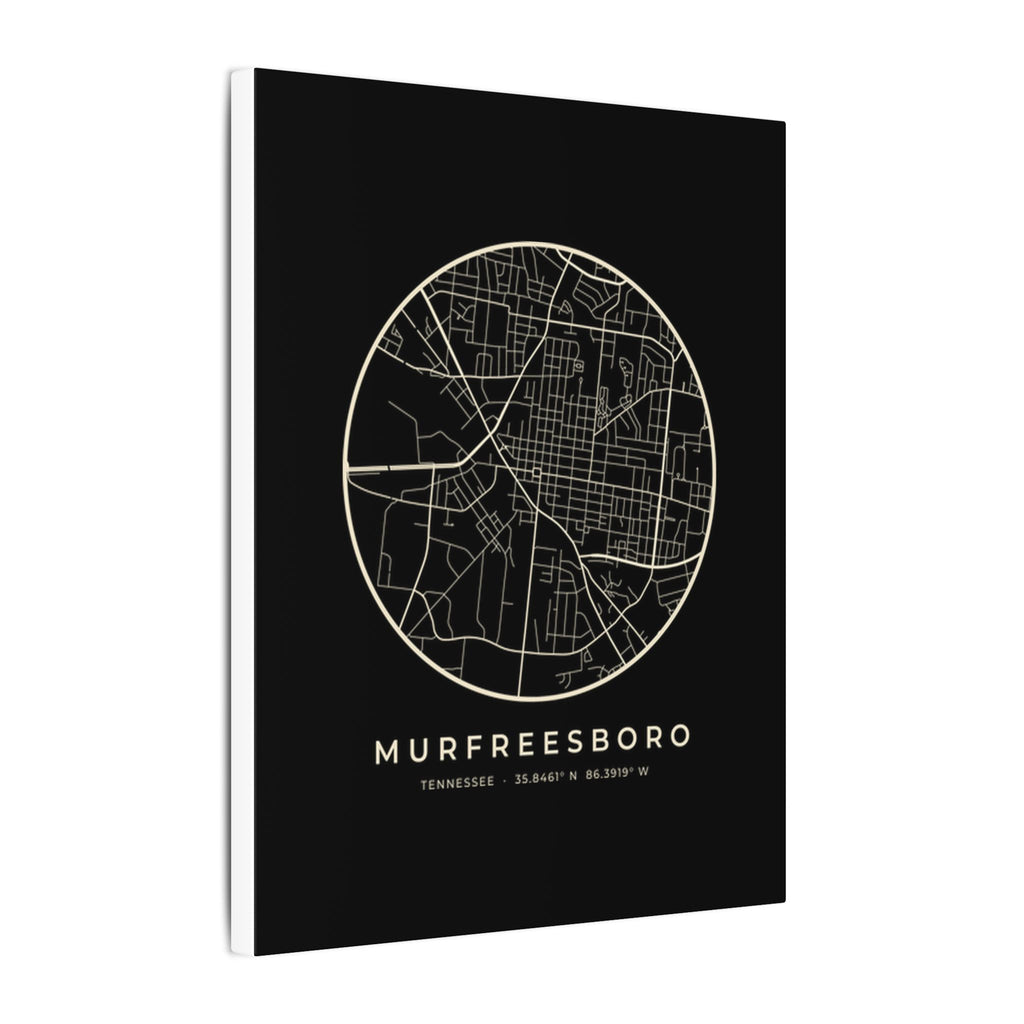 Murfreesboro Street Map Canvas Print (Black)