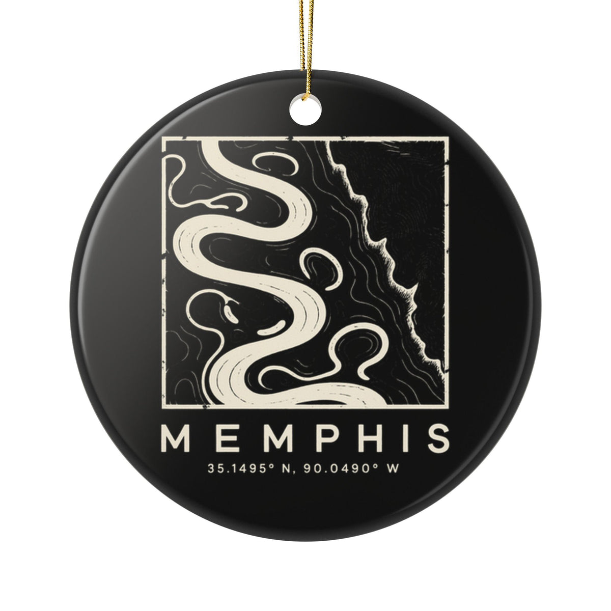Memphis Topo Map Ornament (Black)