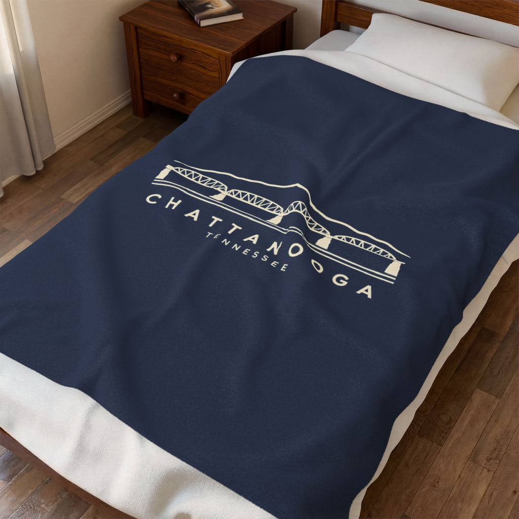 Chattanooga Walnut Street Bridge Blanket (Navy)