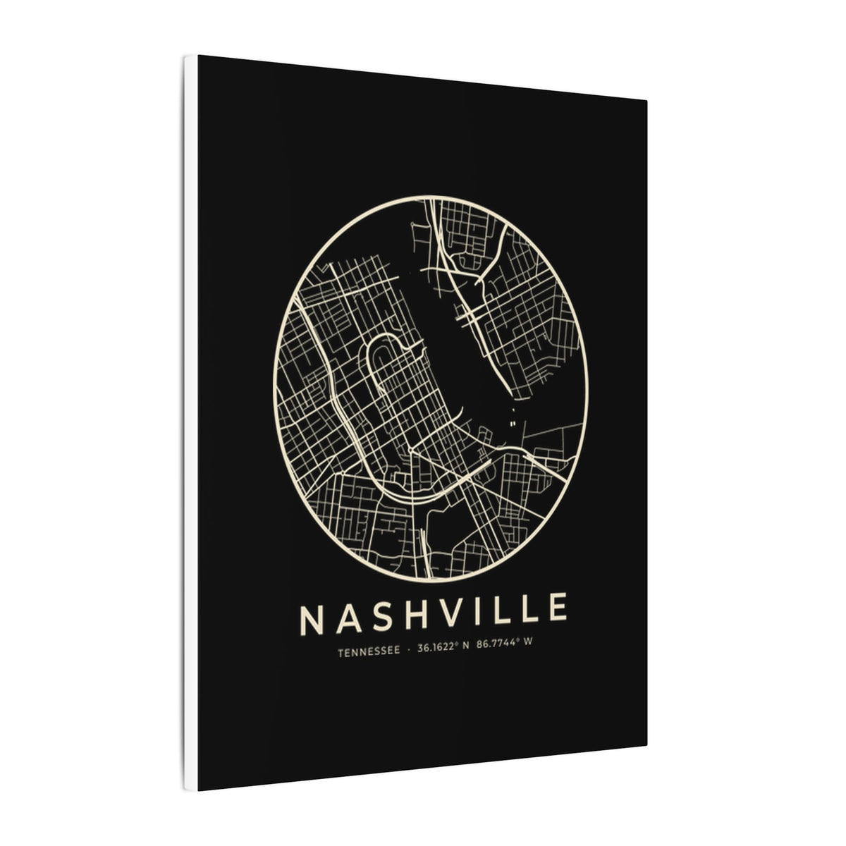 Nashville Street Map Canvas Print (Black)