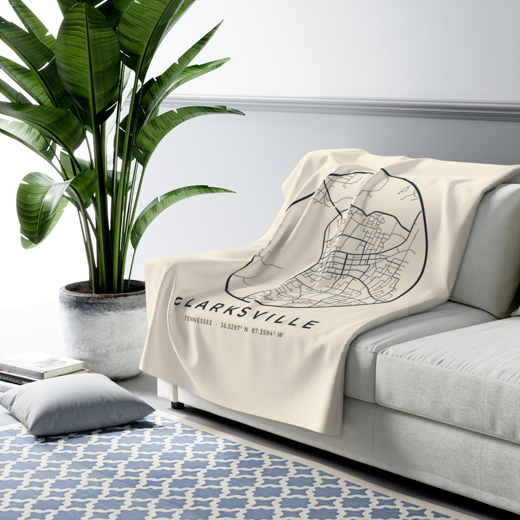Clarksville Street Map Sherpa Blanket