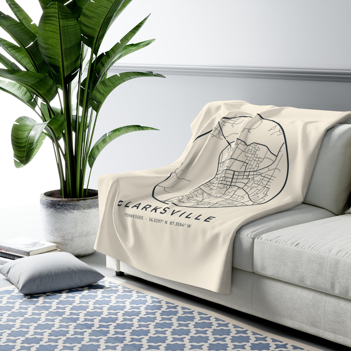 Clarksville Street Map Sherpa Blanket