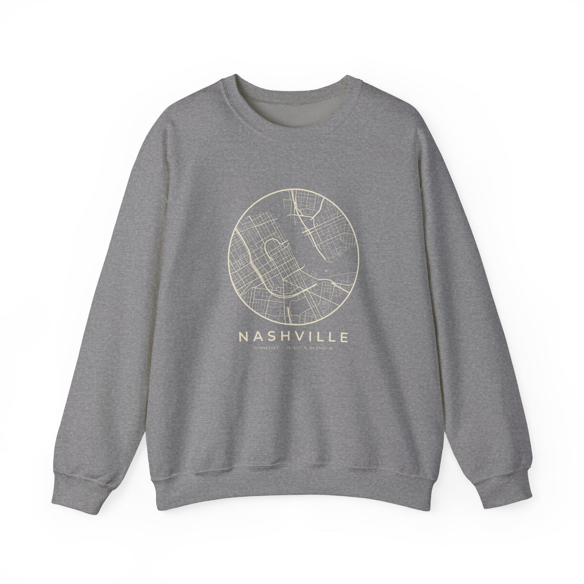 Nashville Street Map Crewneck Sweatshirt