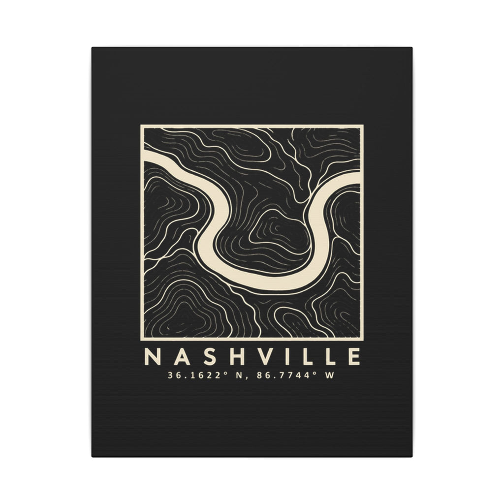 Nashville Topo Map Canvas Print (Black)