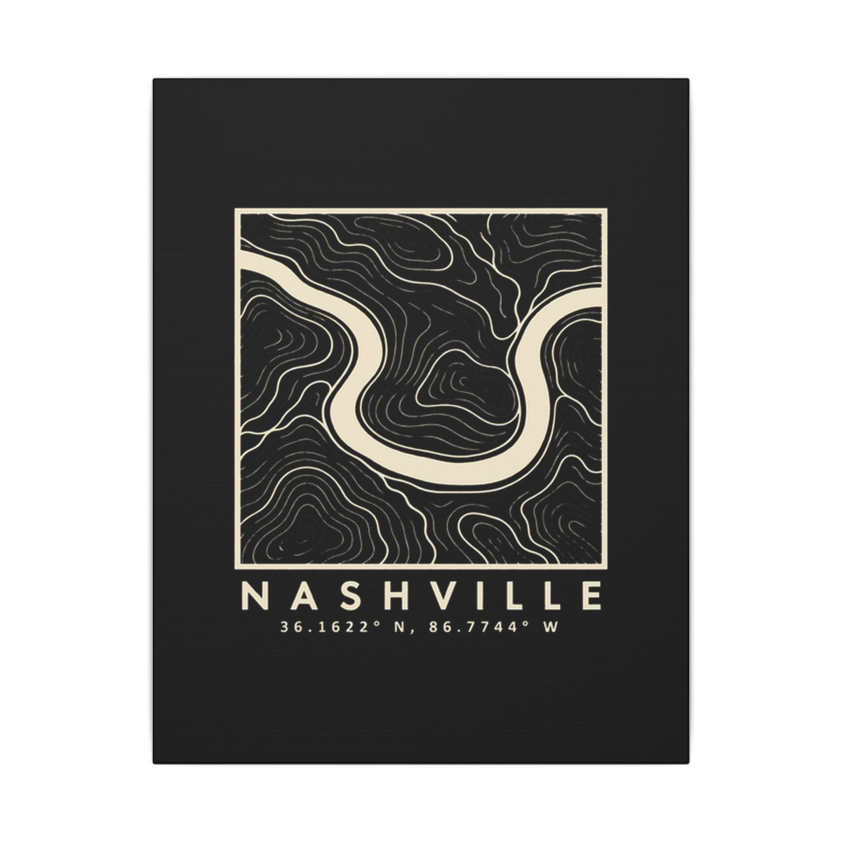 Nashville Topo Map Canvas Print (Black)