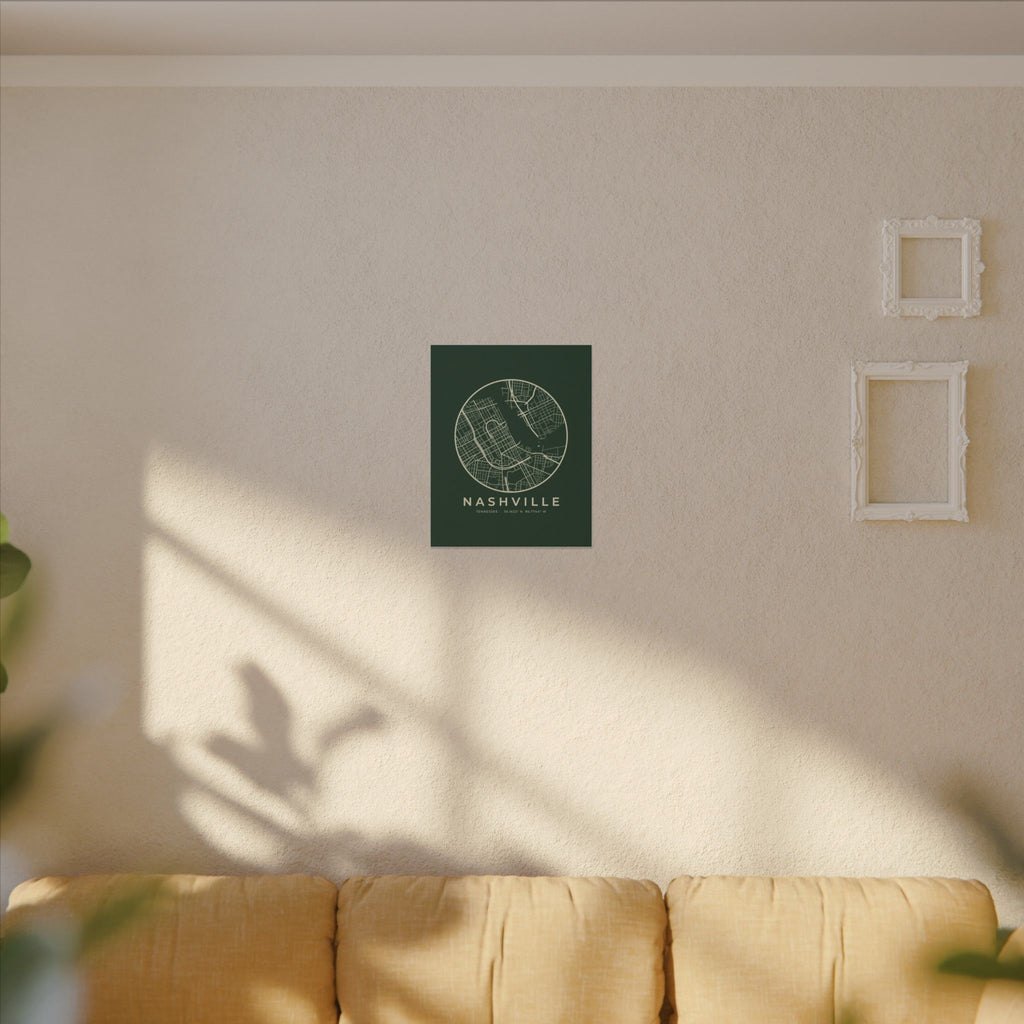 Nashville Street Map Canvas Print (Forest Green)