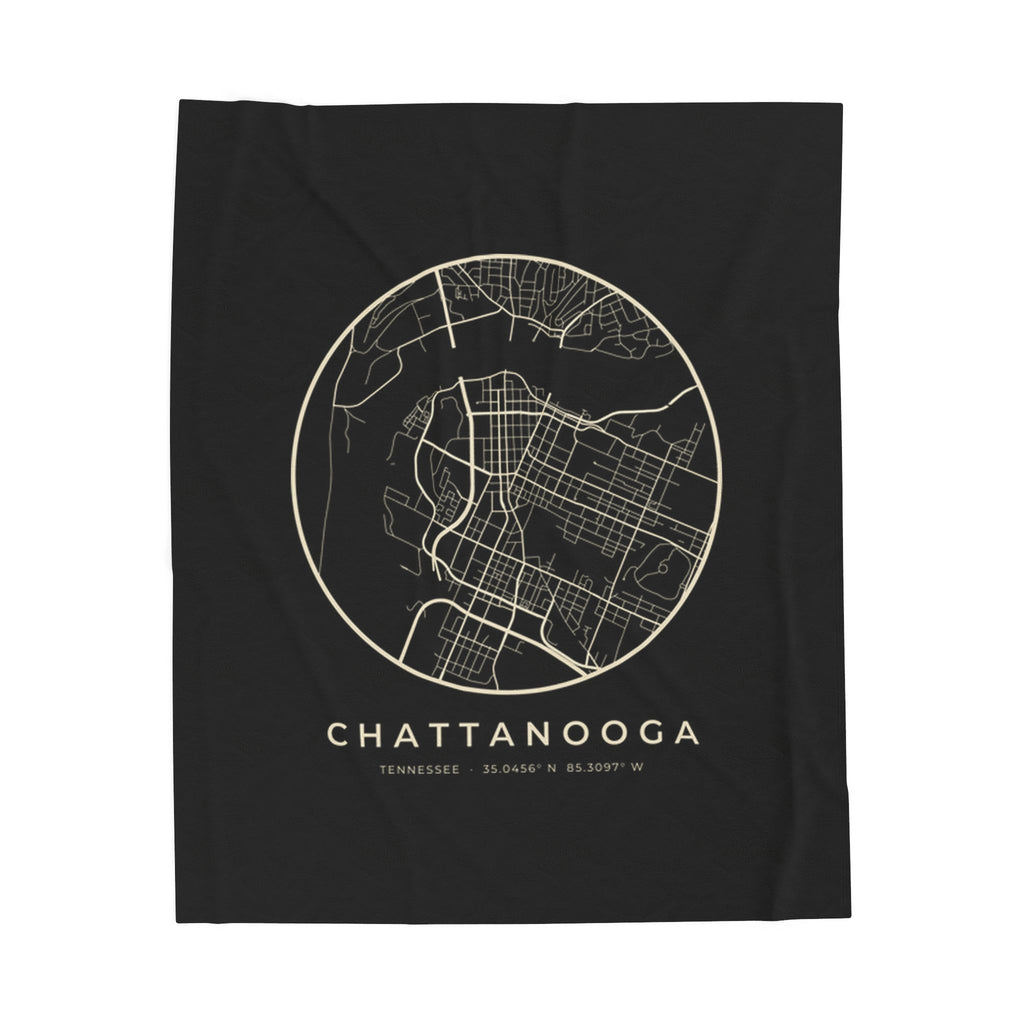 Chattanooga Street Map Blanket (Black)