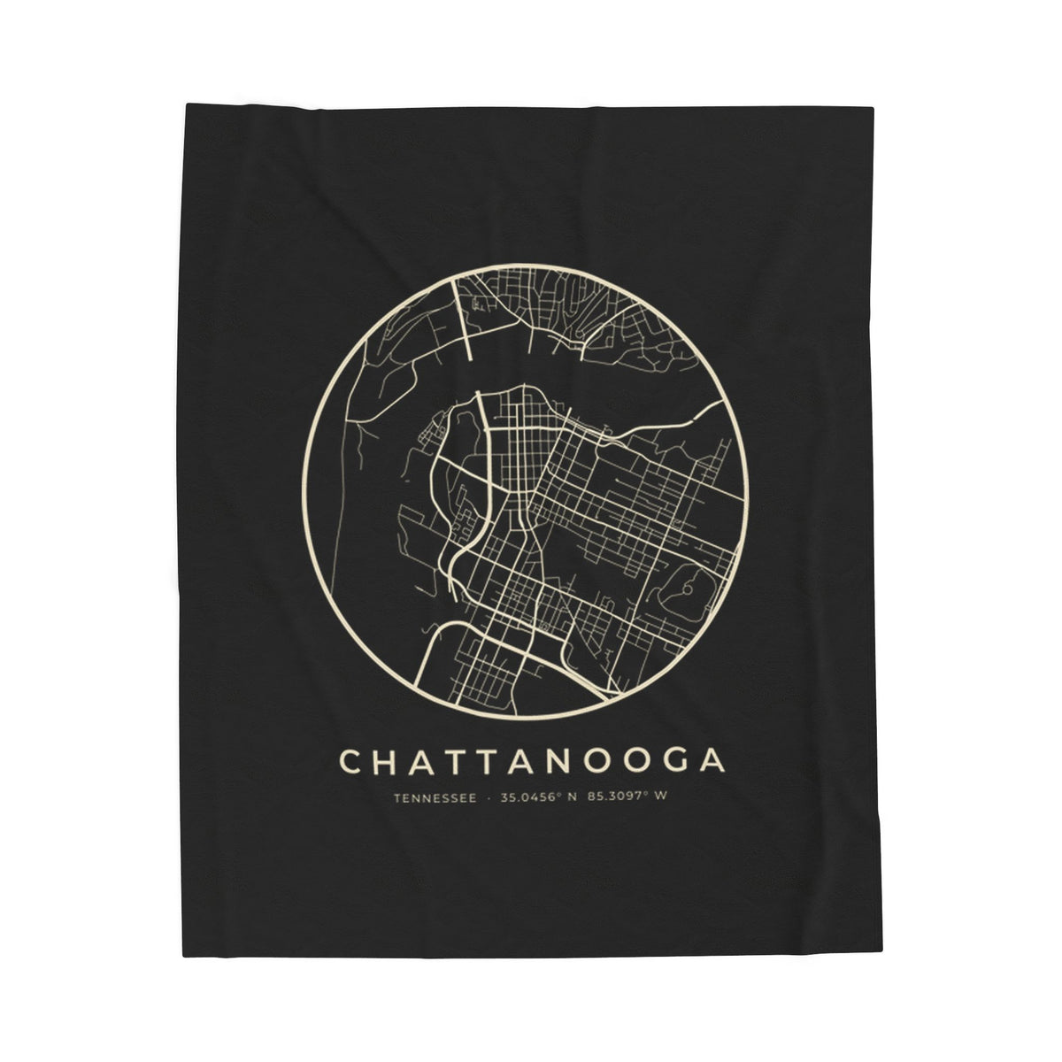Chattanooga Street Map Blanket (Black)