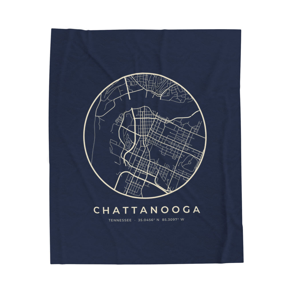 Chattanooga Street Map Blanket (Navy)