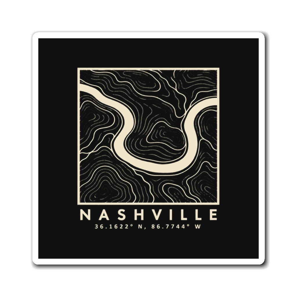 Nashville Topo Map Magnet (Black)