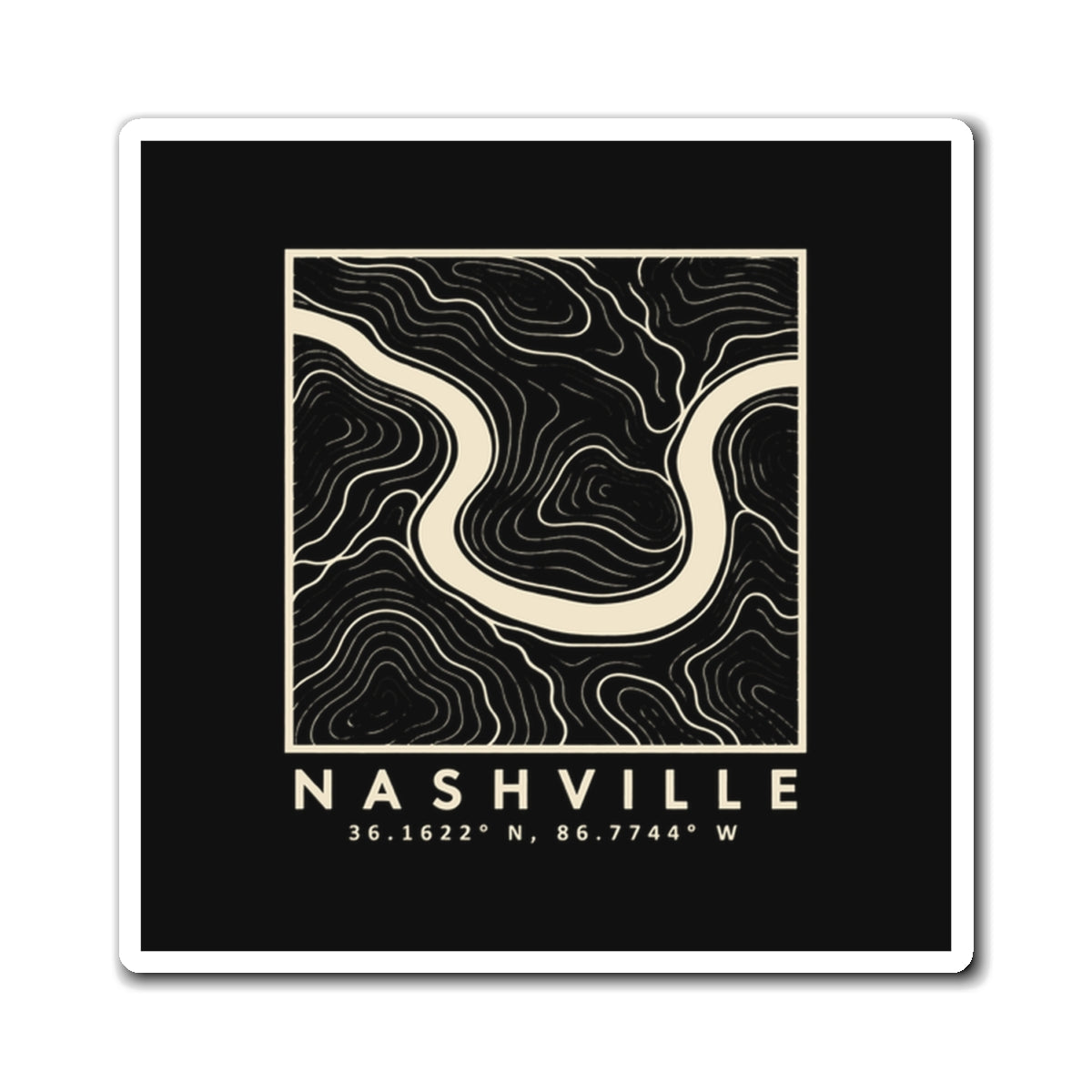 Nashville Topo Map Magnet (Black)