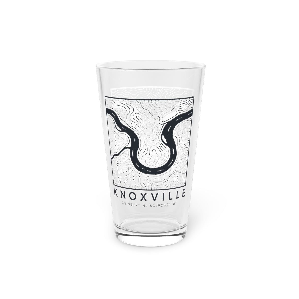 Knoxville Topo Map Pint Glass