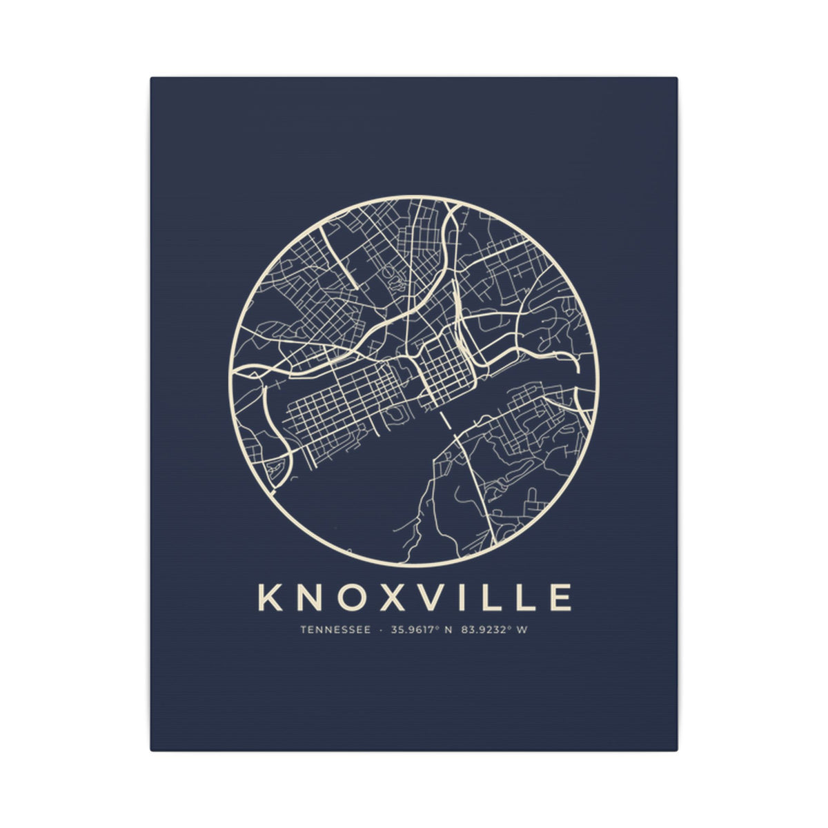 Knoxville Street Map Canvas Print (Navy)