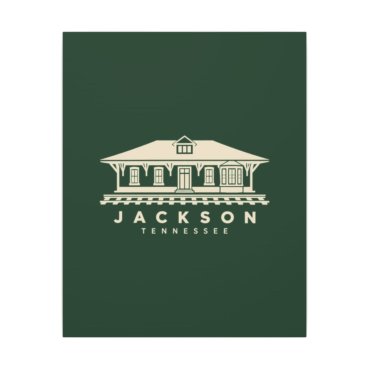 Jackson Train Depot Canvas Print (Forest Green)