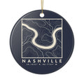 Nashville Topo Map Ornament (Navy)