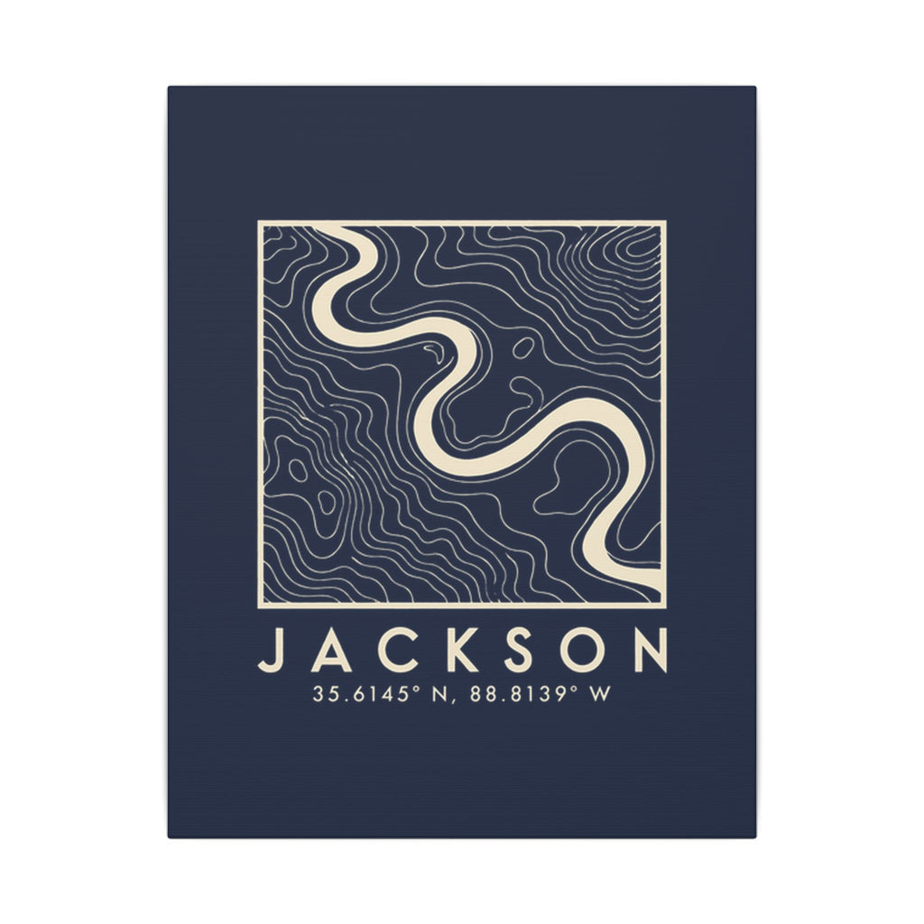 Jackson Topo Map Canvas Print (Navy)