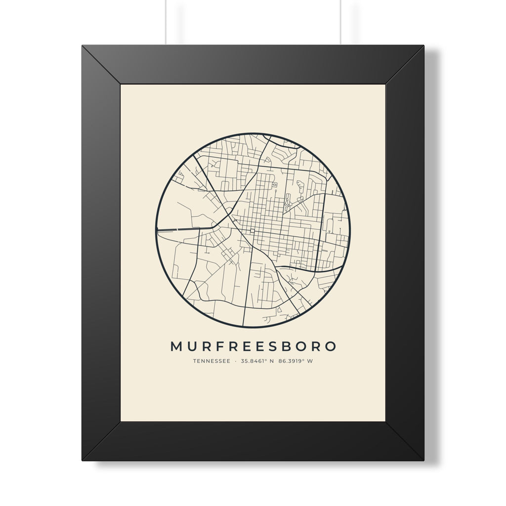 Murfreesboro Street Map Framed Print