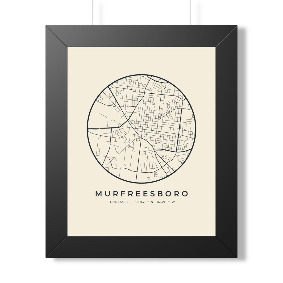 Murfreesboro Street Map Framed Print