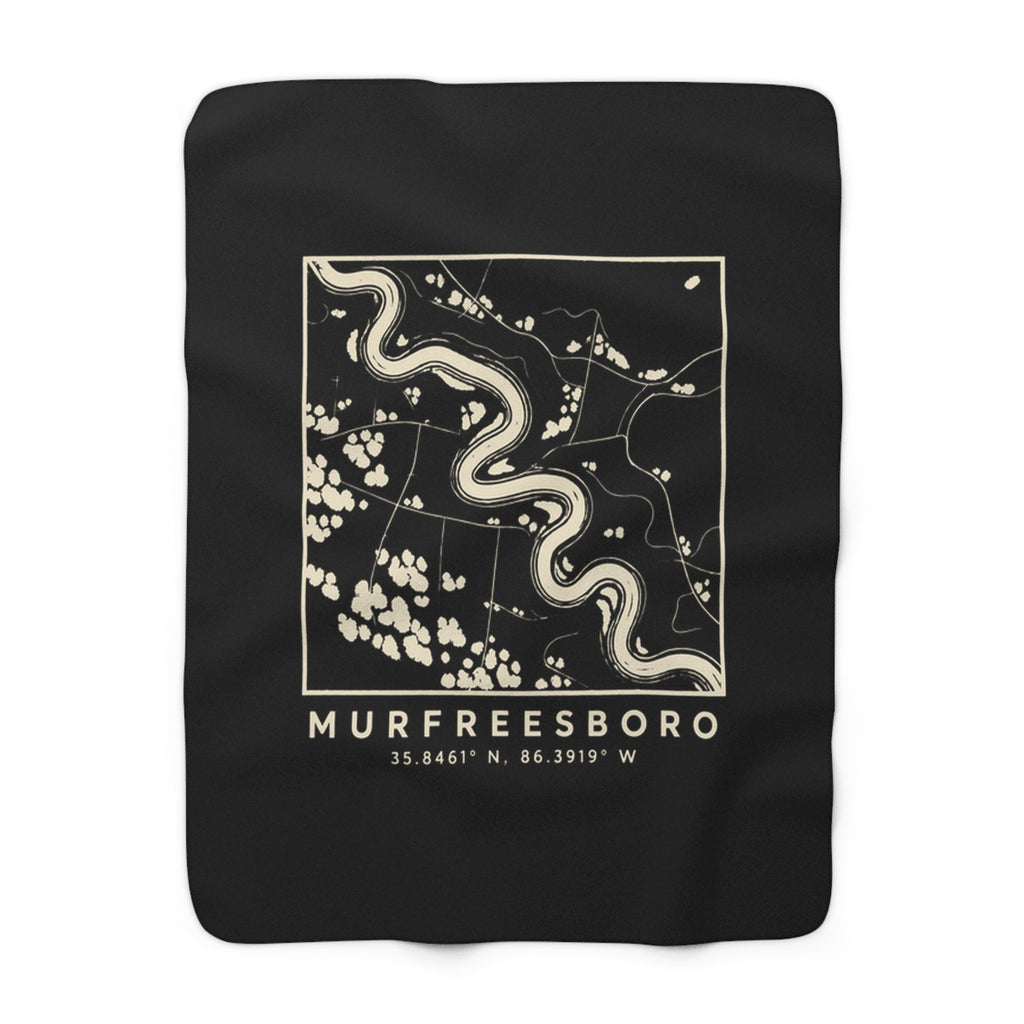 Murfreesboro Topo Map Sherpa Blanket (Black)