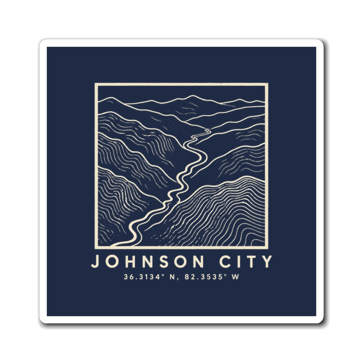 Johnson City Topo Map Magnet (Navy)