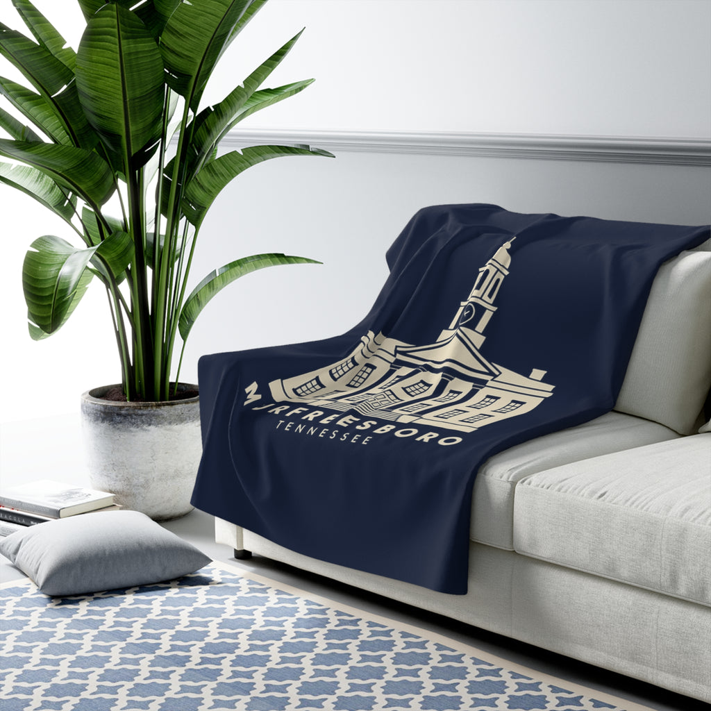 Murfreesboro Rutherford County Courthouse Sherpa Blanket (Navy)