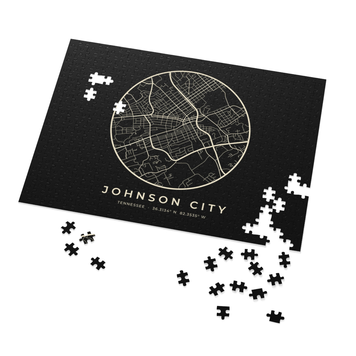 Johnson City Street Map Puzzle (Black)