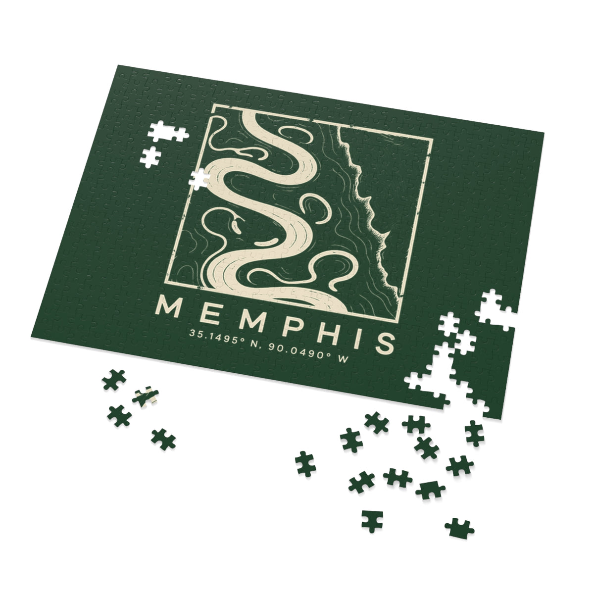 Memphis Topo Map Puzzle (Forest Green)