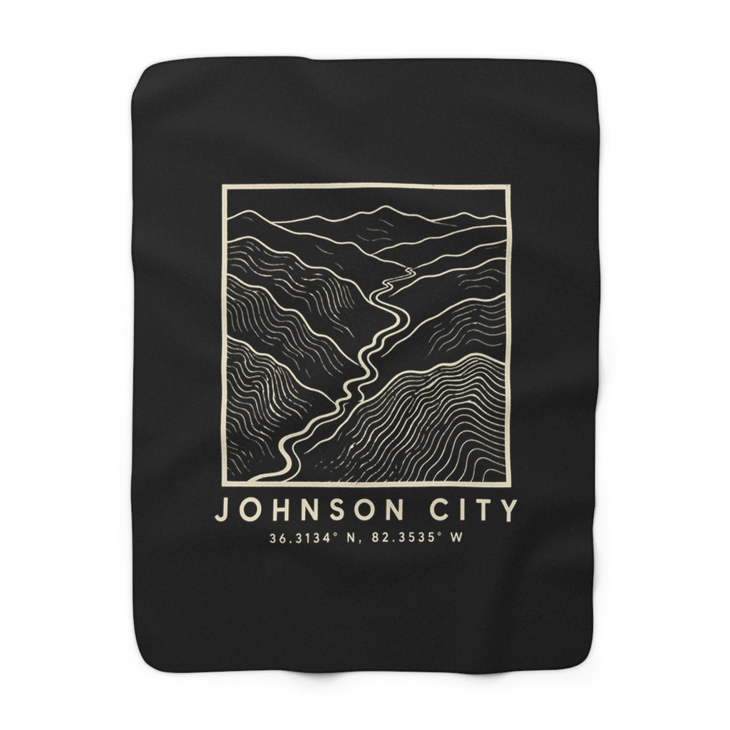 Johnson City Topo Map Sherpa Blanket (Black)