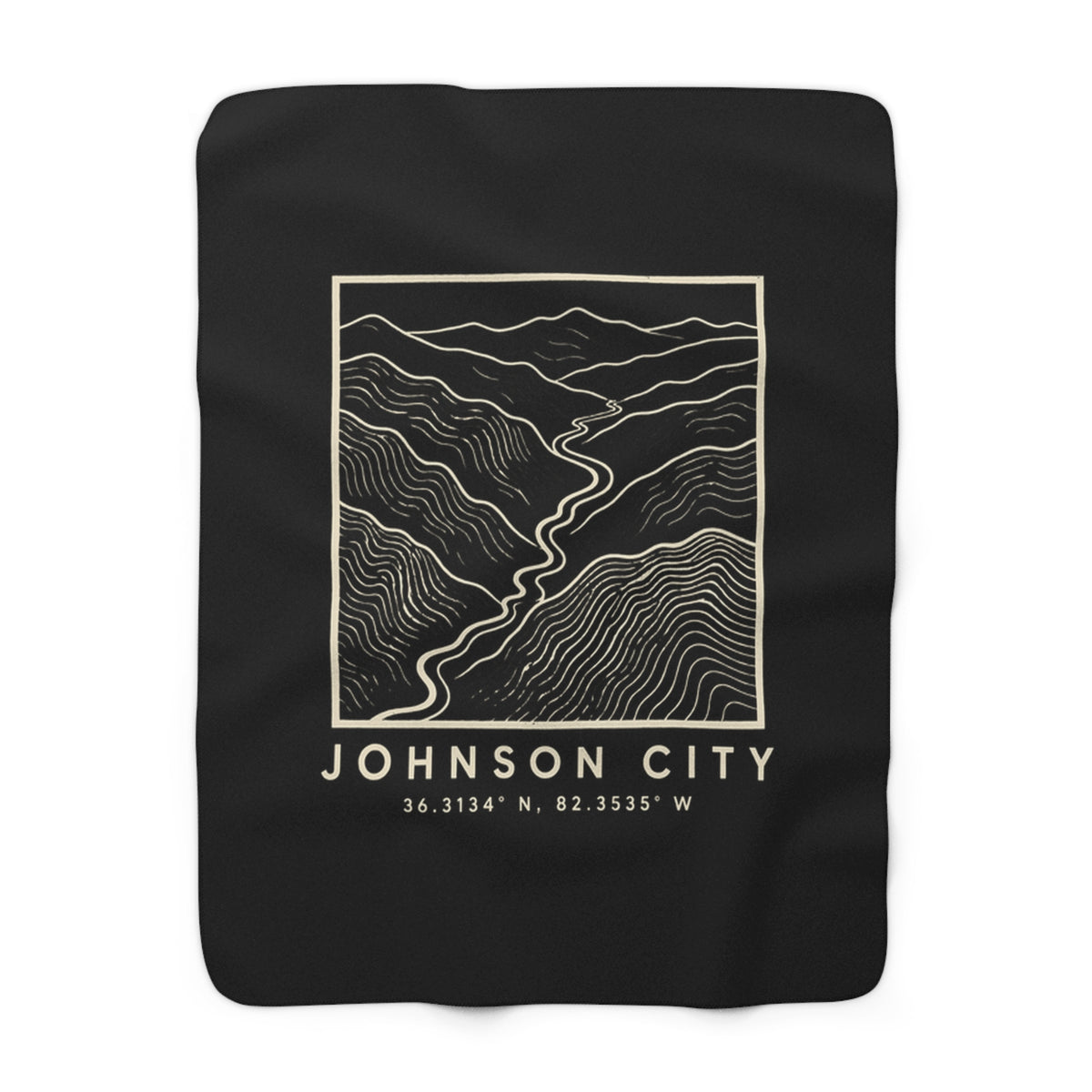 Johnson City Topo Map Sherpa Blanket (Black)