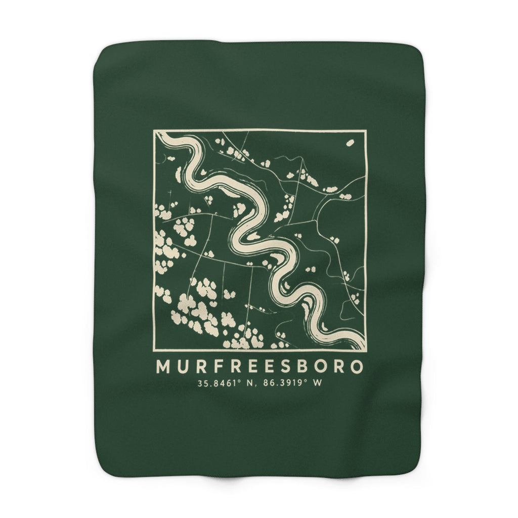 Murfreesboro Topo Map Sherpa Blanket (Forest Green)