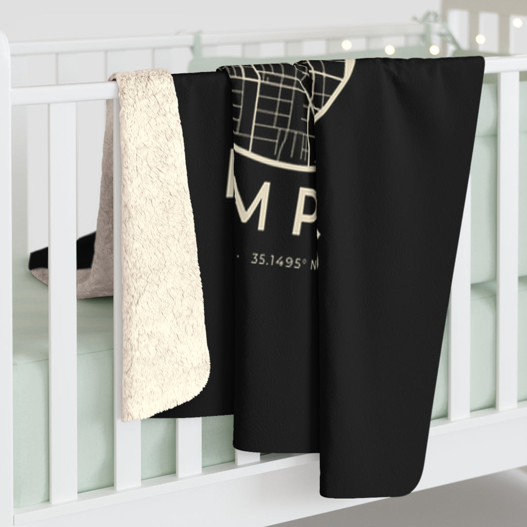 Memphis Street Map Sherpa Blanket (Black)