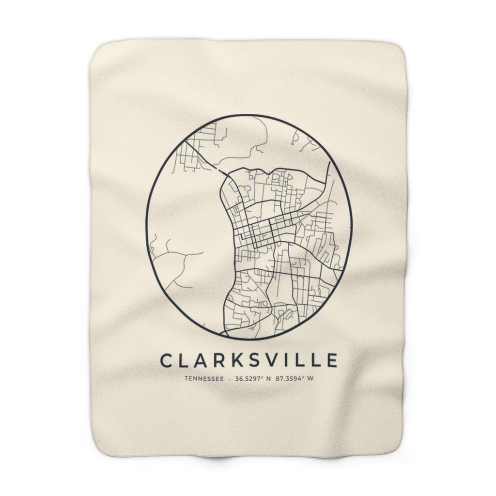 Clarksville Street Map Sherpa Blanket