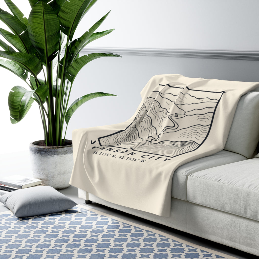 Johnson City Topo Map Sherpa Blanket
