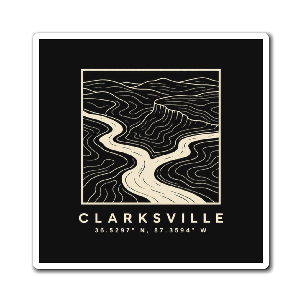 Clarksville Topo Map Magnet (Black)