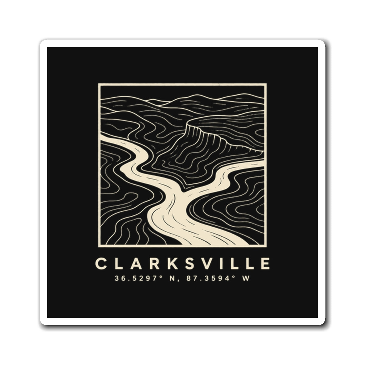 Clarksville Topo Map Magnet (Black)